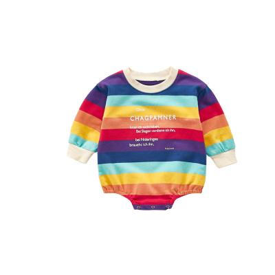 China Comfotable 2021 New Design Hot Sale New Design Kids Infant Baby Round Neck Rainbow Romper for sale