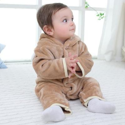 China Antibacterial Korean Style Customized Baby Fleece Winter Unisex Thick Warm Romper for sale