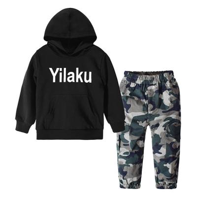 China 2021 New Autumn/Winter Children's Casual Suit Print Long Sleeve Camouflage Pants Boys Suit Hooded Top Casual Suit 2 Pieces for sale