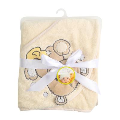 China 2021 breathable new style knitted cotton plush terry towel embroidered cartoon covered children's bath towel and baby blanket for sale