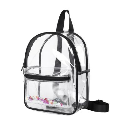 China Waterproof Visible Clear Transparent Outdoor Cosmetic Backpack Bag Mini Backpack PVC Student ID Candy Bag for sale