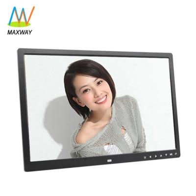 China Clock Front Touch Keys 17 Inch HD 1080p Wall Mount LCD Digital Video Picture Frame for sale