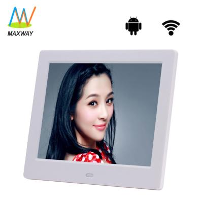 China Super Slim square format clock 8 inch wifi cloud digital photo frame with MP3 MP4 VCR for sale