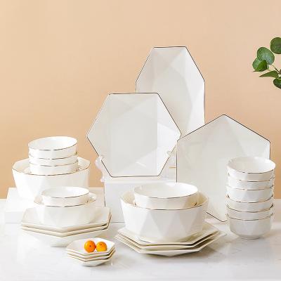 China Sustainable Stylish Design New Modern Bone China Dinnerware Set Personalized Ceramic Dishes for sale