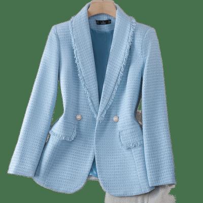 China Anti-wrinkle blazer women belt slim and jackets work office Lady Suit Slim Double Breasted female business blazer coat for sale