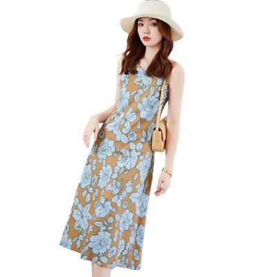 China High Quality Anti-wrinkle Summer Breathable Elegant Halter Hollow Out Vest Loose Casual Women's Dresses for sale