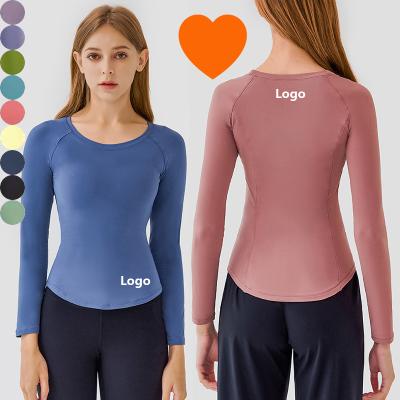 China MS004 Lulu New Arrivals Sportswear Workout Fitness Women's Breathable Yoga Tight Nylon Sheath Long T-Shirt Crop Tops for sale