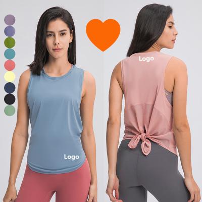 China S2023 Lulu Quick Dry Outdoor Casual Breathable Fitness Shirt Tops Gym Wear Women's Sleeveless Blouse Loose Breathable Yoga Top for sale