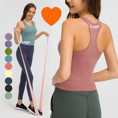 China DT140 Breathable Lulu Comfortable Fitness Yoga Wear Ribbed Women Gym Tank Top Gym Wear Women's Vest Plain Sports Invest Crop Tops for sale