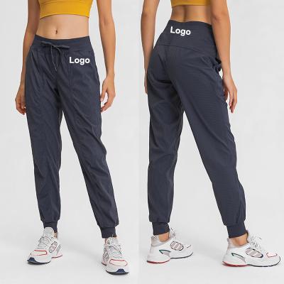 China DP030 Lulu RTS Breathable Drawstring Elastic Waistband Pants Yoga Wear Ladies Joggers Gym Straight Pants for sale