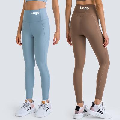 China DL150 Lulu Fitness Sports Wear High Waist Women Breathable Yoga Gaiters With Mono Hose Leggings Pockets Yoga Pants for sale