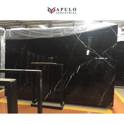 China Modern Black Marble Slab Marq de Nero White Stripe in Black Black Marquina Nero Marquina Oriental Nero Loor Tiles for sale