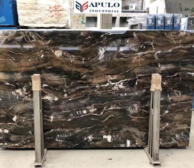 China Modern High Quality Apulo Stone Decorative Brazil Brown Marble With Gold Veins Absolute Black Granite Countertops For Floor And Wall for sale