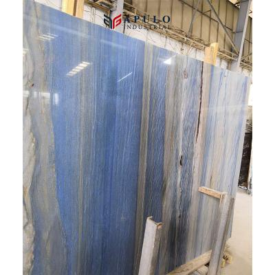 China Modern Bolivian Blue Quartzite Marble Apulo Namibia Light Blue Ocean Blue Veins And White Macauba Floor Tiles for sale