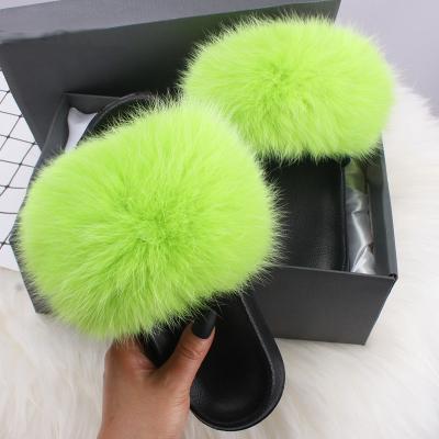 China Wholesale High Quality Soft Full Cover Fashion Trend Fashion Indoor Sandals Fur Slides Genuine Fox Fur Slippers Slides for sale