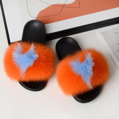 China Wholesale Price Breathable Real Fur Slippers Fast Shipping Flush Soft Raccoon Fur Slipper Outdoor Slider Sandals Smudge Fur Slides For Women for sale