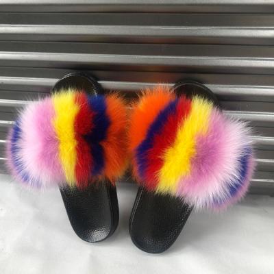 China Real Big Breathable Professional Standard Fur Slides Fur Home Shoes Slipper Purse and Matching Fur Slides for sale