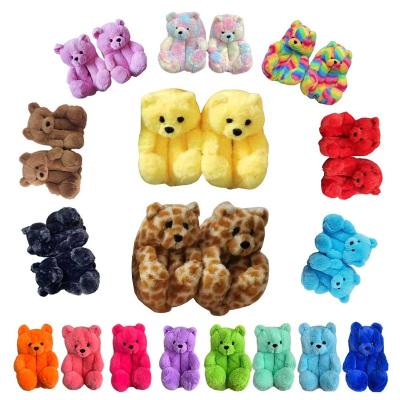 China 2021 Wholesale Warmth Cheap Teddy Bear Slippers Soft Fluffy Plush Lightweight Teddy Slippers Slides Woman Bedroom Fur Slippers Shoes for sale