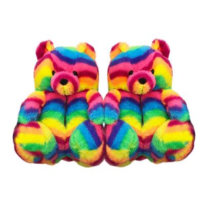 China 2021 New Arrivals Lightweight Kids Soft Fluffy Plush Teddy Bear Slippers Bear Shoes Cheap Kids Bedroom Teddy Bear Slippers for sale