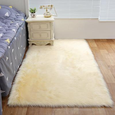 China Washable Nordic Style Faux Fur Blankets Hot Sale Rectangle Fleece Blanket Carpets Decorative Modern Faux Sheepskin Fur Blankets And Rugs for sale