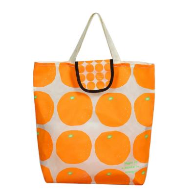 China Tote Bag Large Reusable 190T Heavy Duty Expandable Polyester Folding Handled Collapsible Grocery Bag for sale