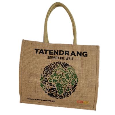 China Wholesale Soft Shopper Bag Custom Printed Large Natural Eco Friendly Shopping Tote Beach Bag With Logo Hessian Jute for sale