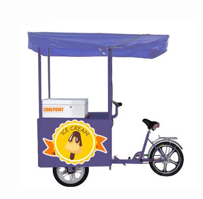 China Cargo 108 liters ice cream tricycle trishaw cabin tricycle with solar power for sale