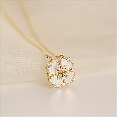 China Women Choker Necklaces Chain Jewelry Not Fade Punk Fashionable Titanium Steel Gold Four Leaf Clover Collar for sale