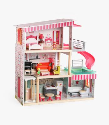 China New Arrival Pretend Play Furniture Wooden Toy Christmas Dollhouse Topbright Wholesale High Quality Pretend Wooden Bella Girl's Dream Toy Furniture DIY Dollhouse for sale