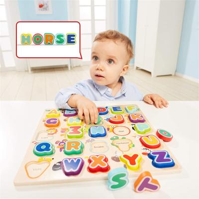 China Vivid Cartoon Toy Top Safety Wooden Animal &Alphabet Puzzles Board Toys Bulk Educational Toys For Children for sale