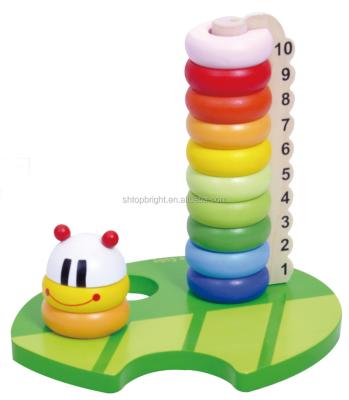 China Teawood + MDF Top EN 71 and ASTM Luminous Crawler Stacking Abacus 14 Pieces Children's Toy Toys Rainbow Colors Wooden Mini Soroban Abacus for sale