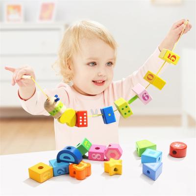 China Toy Topbright Number Building Blocks Educational For Toddlers Bead Educational Wooden Beaded Game Toys Children Wooden for sale