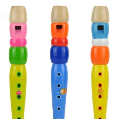 China Cartoon Toy Fashion Cheap Price Kids Flute Learning And Teaching Toys Wooden Hand Carved Flute Children Musical Instruments Toy Flute Wooden Toy for sale