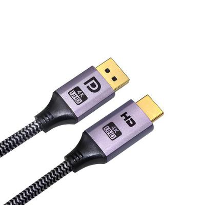 China Ultra high speed COMPUTER OEM copper displayport to hdmi 4k male to 4k 60hz 1080p 1.8m 3m male aluminum nylon 3d DP to hdmi for sale