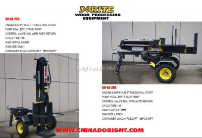 China Split 22T / 26T Gasoline Engine Hydraulic Log Log Splitter Horizontal And Vertical With Ram for sale