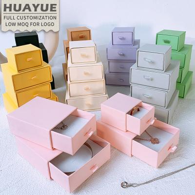 China Custom Logo Private Label Classic Travel Logo Necklace Ring Drawer Storage Sliding Jewelry Hanging Paper Box Jewelry Earring Necklace Bracelet Ring Case Cardboard Box for sale