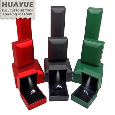 China Wholesale Plastic Jewelry Boxes Ring Box Luxury Bracelet Pendant Light Red Color Jewelry Ring Bangle Necklace Earring Jewelry With LED Light for sale