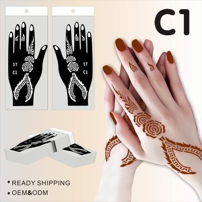 China Wholesale 2023 OEM Temporary In Stock Henna Tattoo Stencils Hand Painting Henna Hand Template Stencil Mehndi Sticker for sale