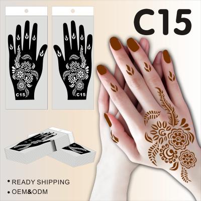 China OEM Temporary Tattoo Templates Stencil Henna Hand Temporary Tattoo Self-Adhesive Reusable Tattoo Sticker For Hand Face Body Art Paint for sale