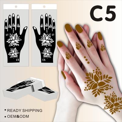 China Temporary Wholesales In Stock Body Art Henna Stencil Stickers Temporary Mehndi Tattoo Stencils Henna Hands Tattoo Stencils for sale