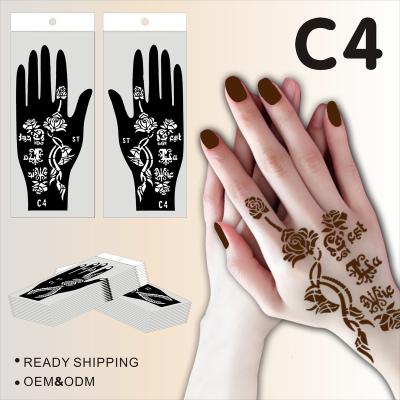 China Custom Temporary Tattoo Templates Stencil Henna Hand Temporary Tattoo Self-Adhesive Reusable Tattoo Sticker For Hand Face Body Art Paint for sale