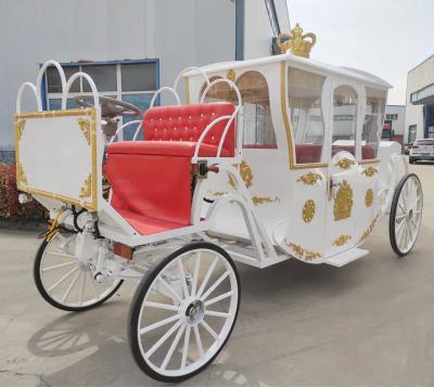 China Special Guided Electric Horse Cart Low Price Wedding Transport Trolley 6 Seats Prince William Wedding Royal Horse Cart On Sale for sale