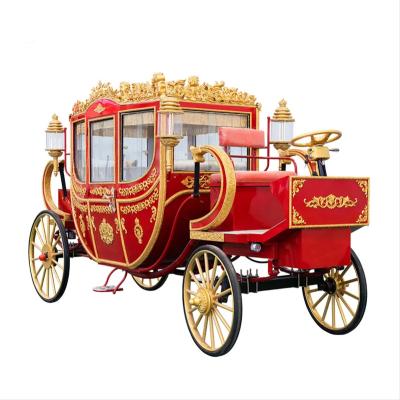 China Elegant Royal Horse Guided Carriage Cinderella Wedding Carriage Buggy China Red Electric Victorian Carriage Attraction for Sale for sale