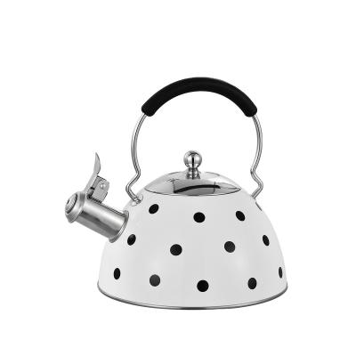 China Stainless Steel Sustainable Kettle Kitchen Whistling Tea Kettle With Color Painting for sale