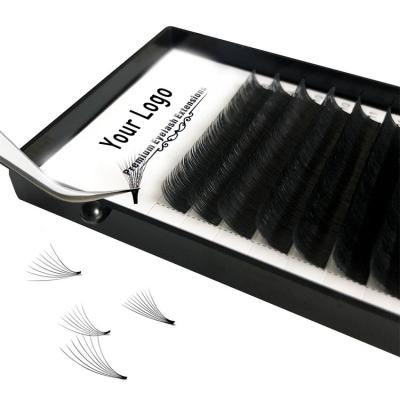 China Wholesale C cc D Double Density Synthetic Easy Fan Curl New Hair Lash Fan Blooming Trending Dark Black Easy Hair Lashes for sale