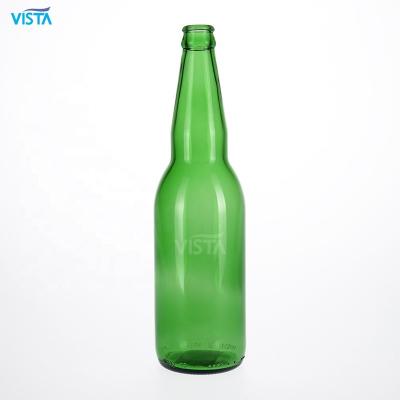 China 600ml beer green beer bottle with crown finish round style green color commonly used and eco-friendly fashion beer bottle design for sale