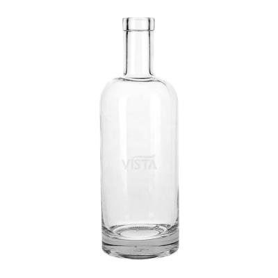 China High Quality Beverage Glass Bottle 750ml Clear Round 750ml Liquor Bottle for sale