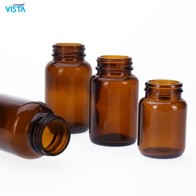 China 60ml 120ml 150ml Glass Bottle Pharmaceutical Jar Anti Oxidation Chemical Amber Medicine Pill Glass Bottle Popular Wholesale Jar for sale