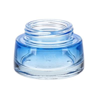 China 50ml Daily Treatment Tall Flint Cosmetic Scream Glass Bottle Screw Cap Blue Jet Commonly Used Design Cosmetic for sale