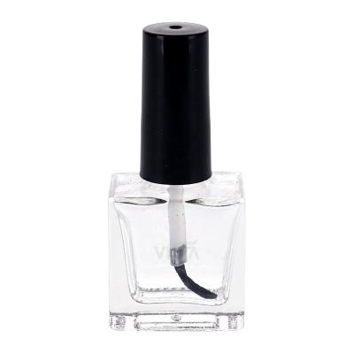 China Luxury Square Clear Empty Nail Polish 15ml Glass Bottle For Nail Care Polish With Screw Cap And Brush for sale